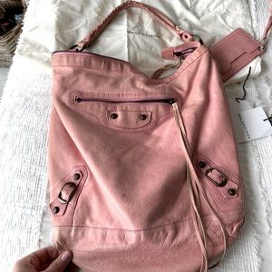 Balenciaga pink hobo tote